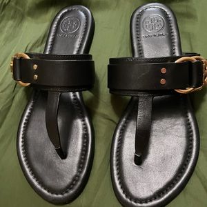 Brand new black Tory Burch flip-flops.
